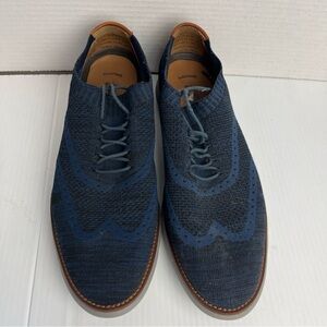 Men's Blue Johnson and Murphy Knit Oxford Shoes sheepskin